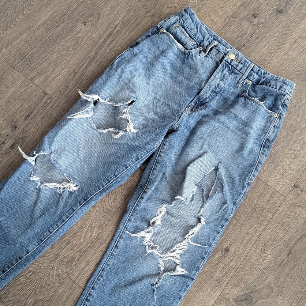 Good American High-Rise Distressed Blue Denim Jeans - Picture 3 of 10